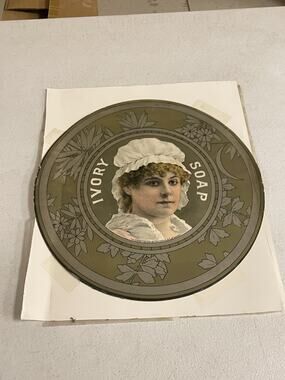 Rare Vintage Ivory Soap Advertising Store Sign Print Round 20th-century